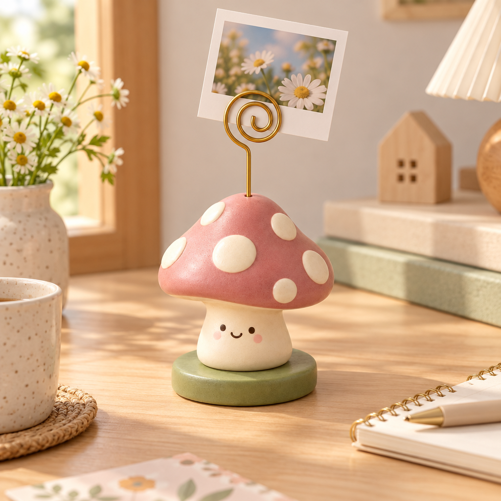 Pink Mushroom Photo Holder